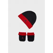 Pack Jordan de 3 piezas ,gorro y botines para bebe en negro