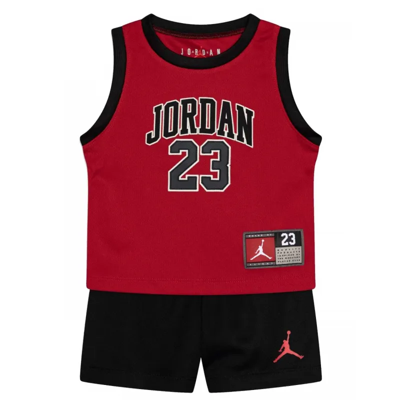 Conjunto camiseta y pantalón corto JDN Jordan 23 Jersey Set para niño bred