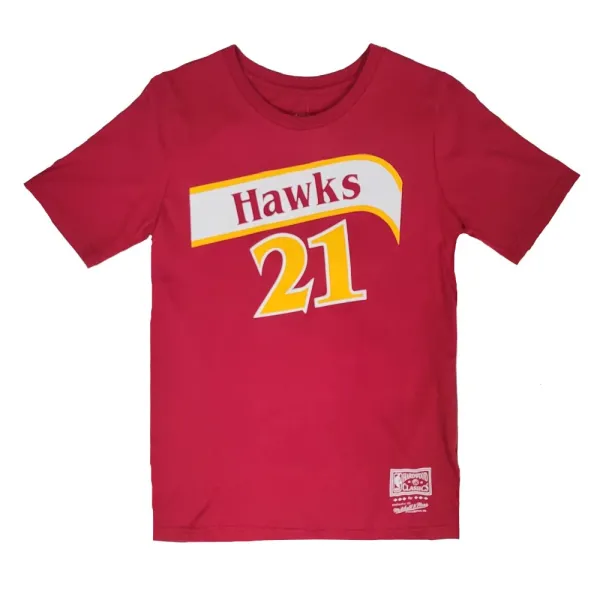 Camiseta Dominique Wilkins name & number Atlanta Hawks Junior en rojo frontal