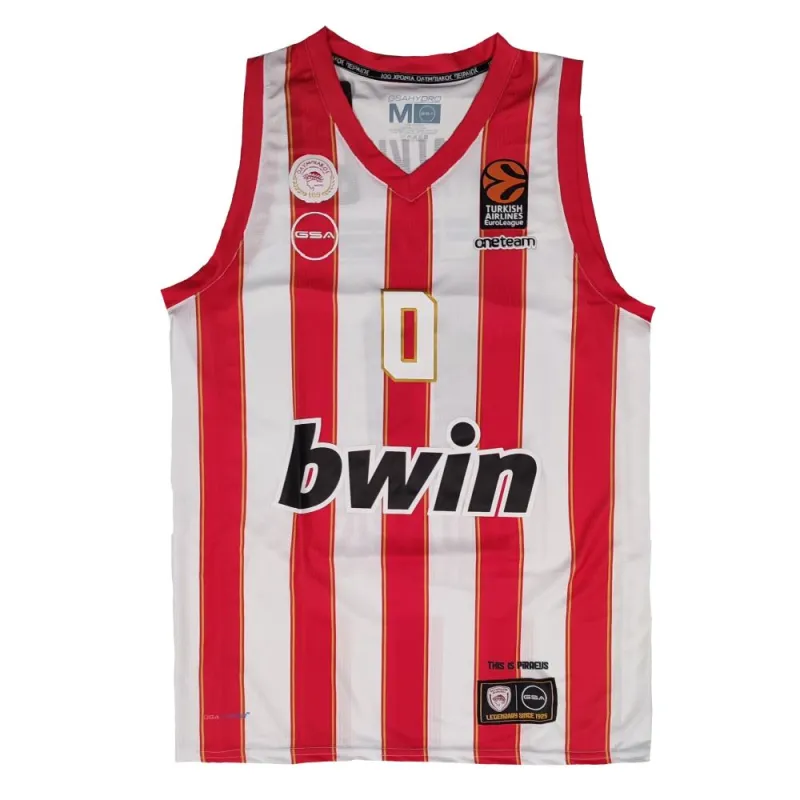 Camiseta Thomas Walkup Euroliga Olympiacos blanca vista frontal