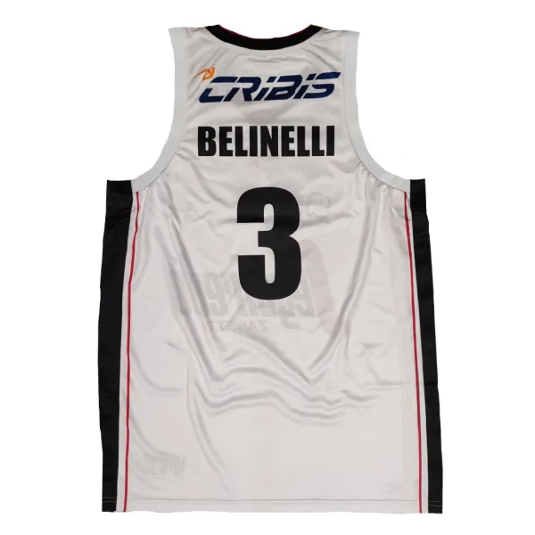 Camiseta Marco Belinelli Virtus Bolonia 2022 en blanco vista trasera