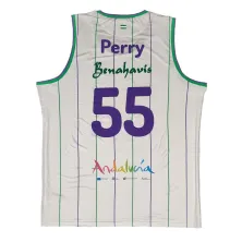 Camiseta Kendrick Perry baloncesto Unicaja Malaga, blanca vista trasera