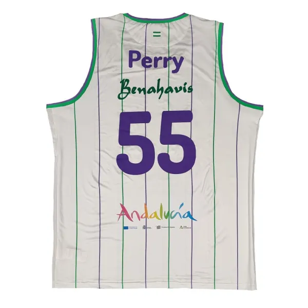 Camiseta Kendrick Perry baloncesto Unicaja Malaga, blanca vista trasera