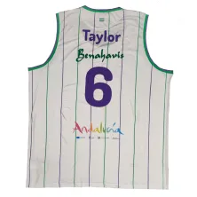 Camiseta Kameron Taylor Unicaja Malaga blanca Liga Endesa vista trasera