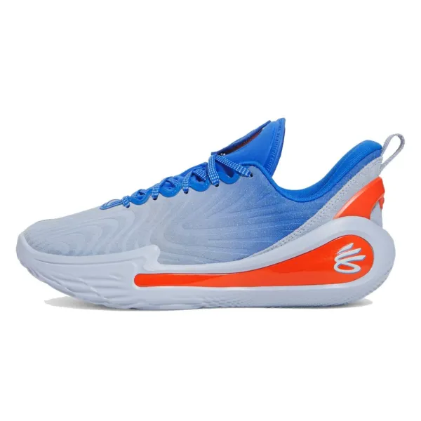 Zapatillas baloncesto Under Armour Curry 12 What the Bay ,lateral azul