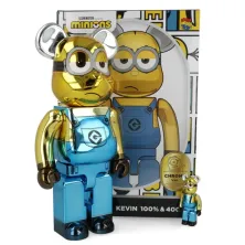 Bearbrick Minions Kevin Chrome Medicon Toys 400%+100% Set